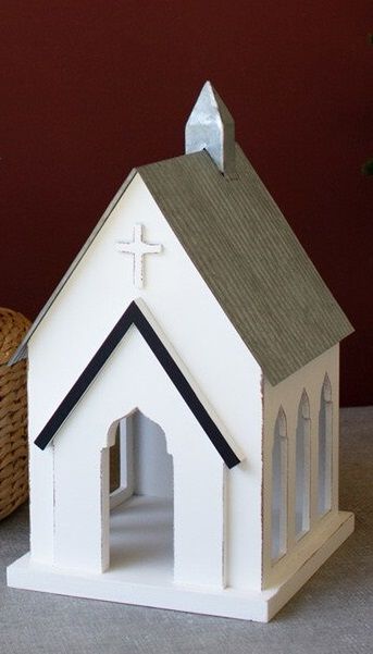 Wooden Christmas Church w/Galvanized Roof II