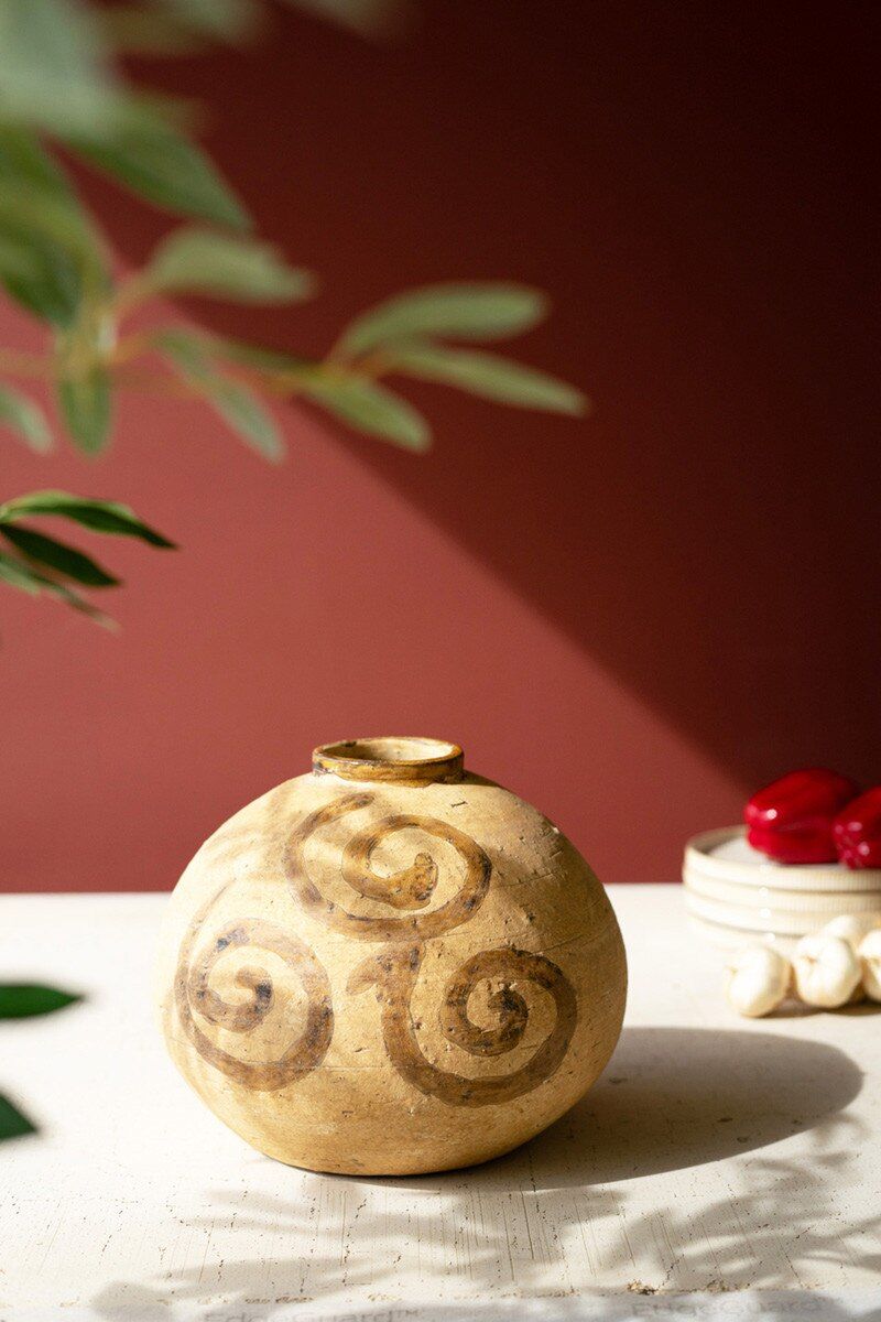 Ceramic Urn - Natural w/Tobacco Swirls