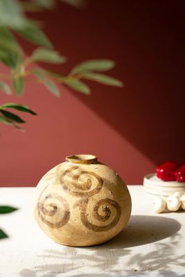 Ceramic Urn - Natural w/Tobacco Swirls