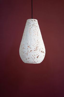 Paper Mache Hanging Bell Pendant Light-White-Sm