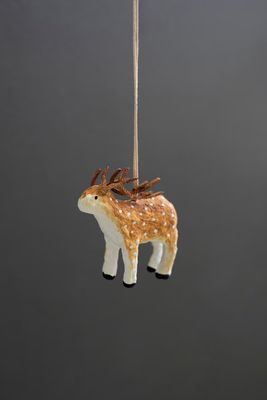 Paper Mache Deer Christmas Ornament