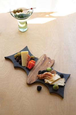 Marble &amp; Acacia Wood Bat Cheese Board