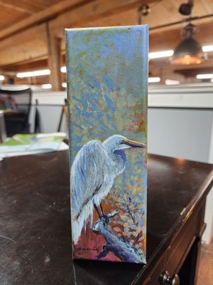 Egret on a Branch - 3&quot; x 9&quot;T