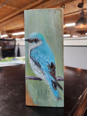 Repurposed Wood - Blue Bird - 3.5&quot; x 8.5&quot;T