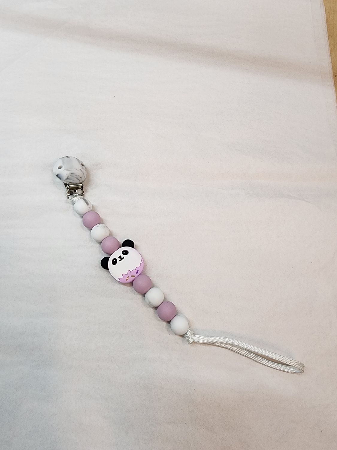 Pacifier Clip - Purple Panda