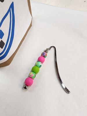 Beaded Bookmark - Pink/Green Floral