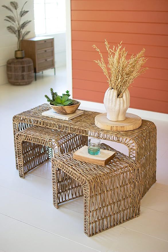 S/3 Open Weave Coffee Tables