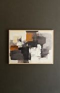 Framed Brown &amp; Black Abstract Painting
