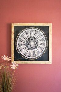 Framed Hand-Crocheted Art Under Glass