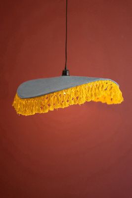 Cotton Pendant Light w/Fringe - Blue