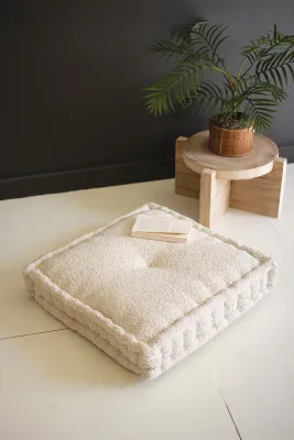 Square Boucle Floor Cushion - Pearl