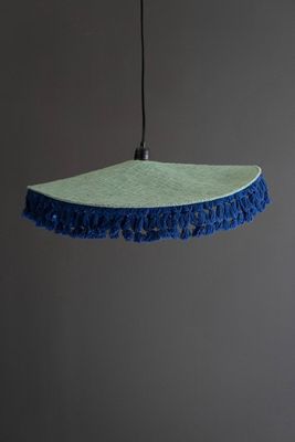 Cotton Pendant Light w/Fringe - Green