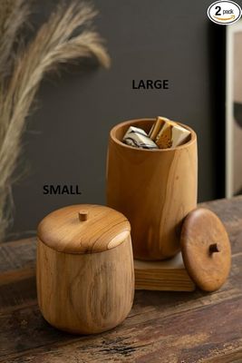 Teak Wood Canister Lg