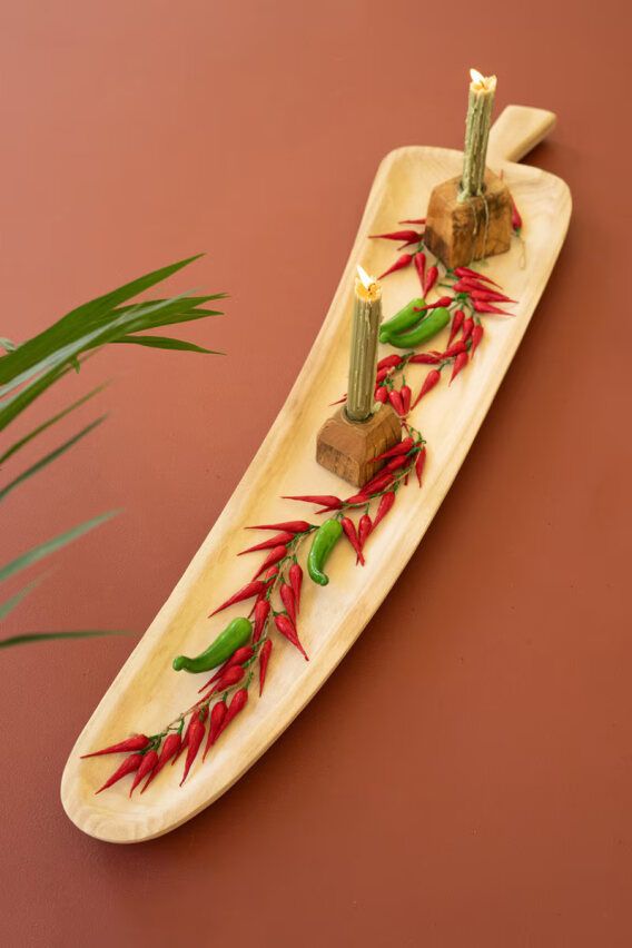 Carved Wooden Pepper Platter