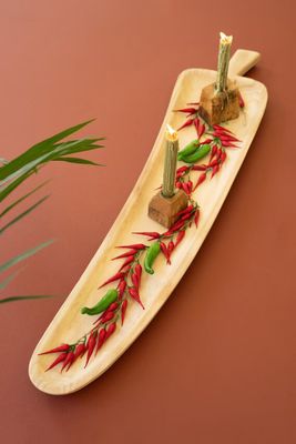 Carved Wooden Pepper Platter