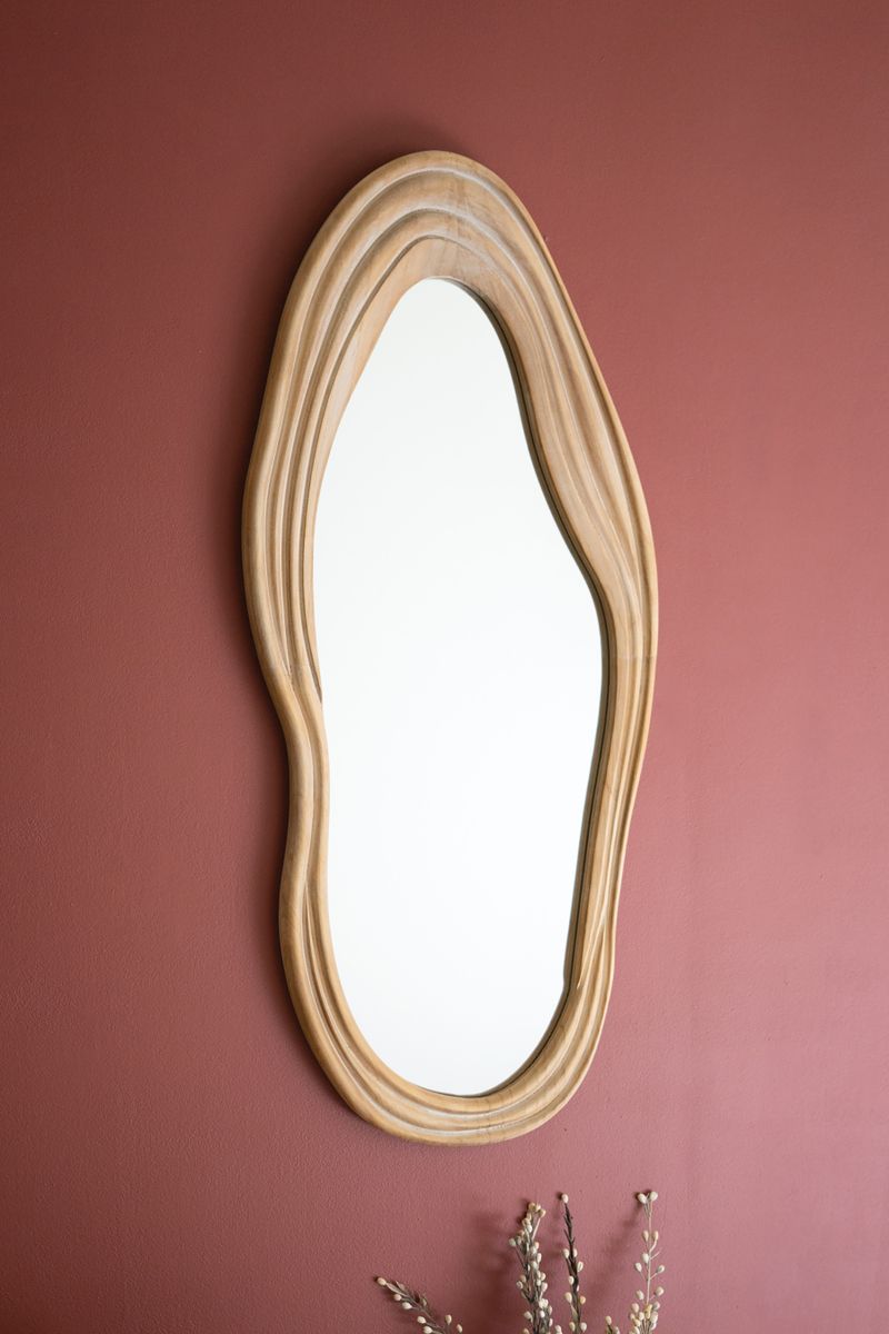 Wavy Carved Wood Framed Mirror