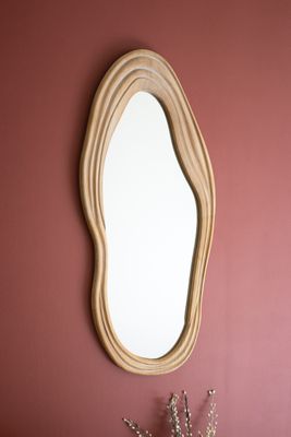 Wavy Carved Wood Framed Mirror