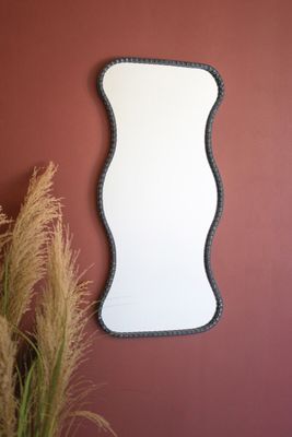 Wavy Metal Framed Mirror - Antique Black