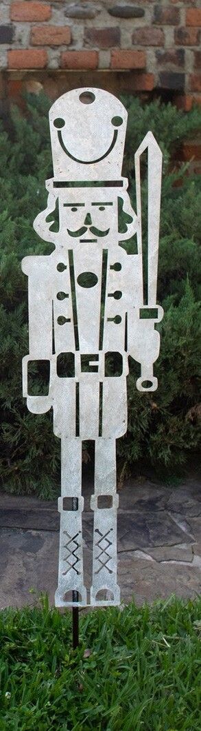 Galvanized Metal Nutcracker Yard Stake II Galvanized Metal Nutcracker Yard Stake II