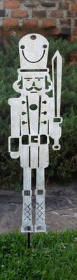 Galvanized Metal Nutcracker Yard Stake II