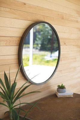 Round Mirror w/Natural Metal Frame