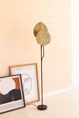 Floor Lamp w/Antique Gold Leaves Detail