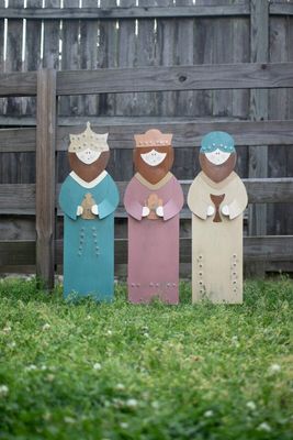 S/3 Painted Metal Wise Men Yard Art