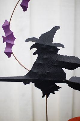 Painted Metal Yard Stake - Witch