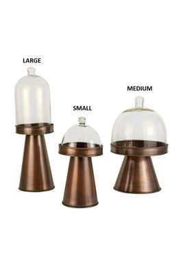 Glass &amp; Metal Copper Finish Display Stand Med
