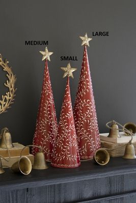 Red &amp; White Christmas Topiary w/Gold Stars Lg