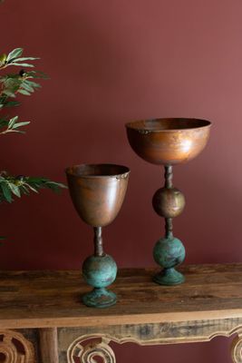 Copper Patina Finish Compote Lg