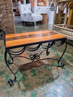 Wood and Iron Table - 10&quot; x 18&quot; x 13&quot;T