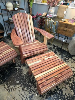 Adirondack Chair &amp; Ottoman - Red Cedar w/Ext Urethane