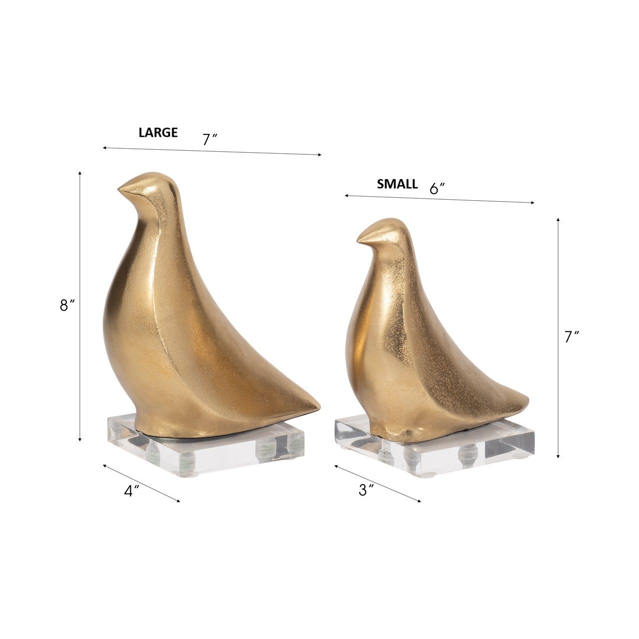 Gold Metal Bird on Clear Base Sm 6&quot;