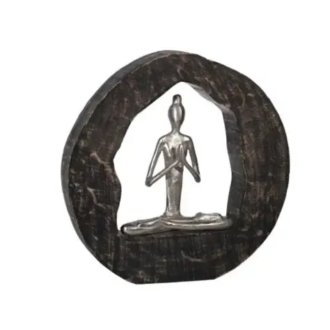 Aluminum Yoga Lady in Circle Log 10.5&quot;