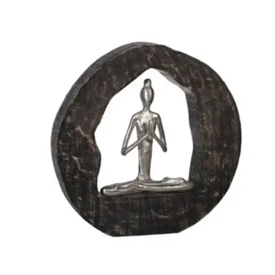 Aluminum Yoga Lady in Circle Log 10.5&quot;