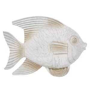 Resin Fish Figurine - Whitewash 7.5&quot;