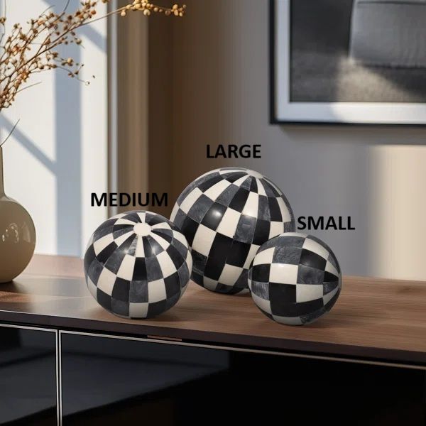 Resin Checkered Orb Sm Resin Checkered Orb Sm