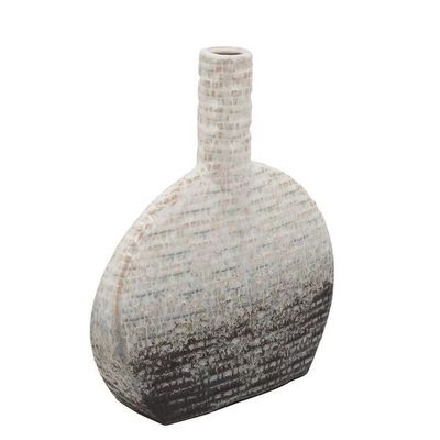 Textured 2-Tone Oval Vase Beige 10&quot;