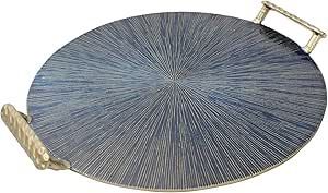 Gold &amp; Teal Round Tray 16&quot;