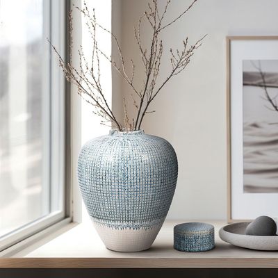 Kashion Blue Lidded Jar 15&quot;