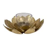 Distressed Gold Lotus Candleholder