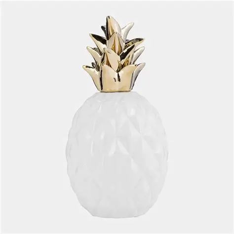 Ceramic Gold &amp; White Pineapple