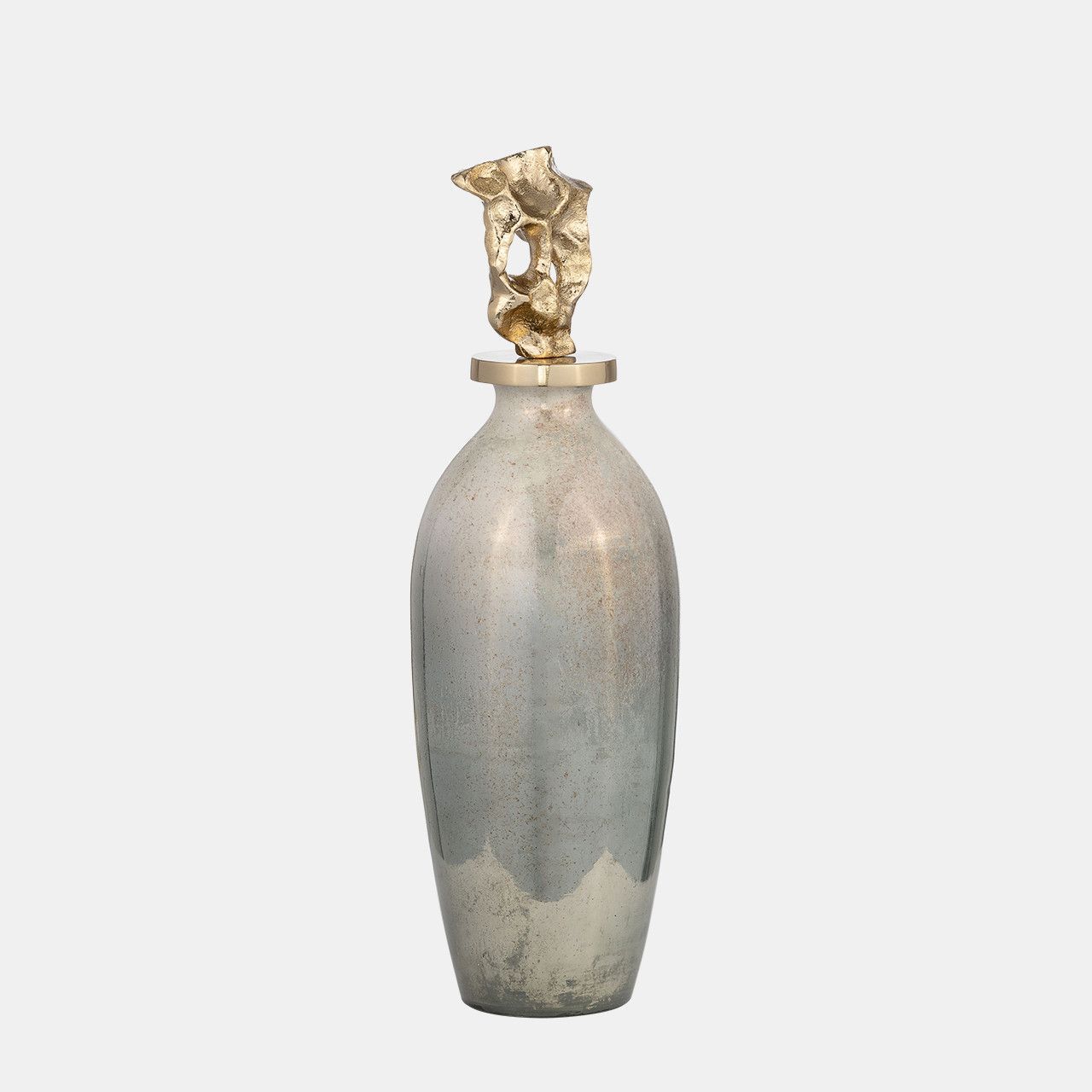 Glass Vase w/Metal Tribal Topper