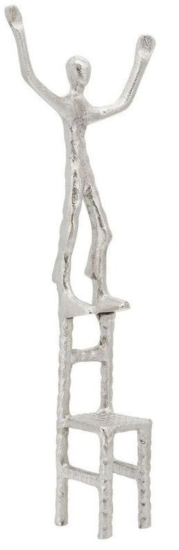 Man Standing on Chair Sculpture, Silver