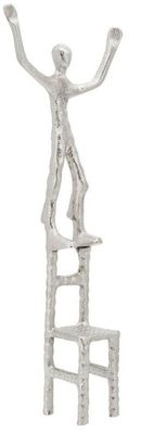 Man Standing on Chair Sculpture, Silver
