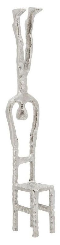 Man Handstand on Chair Sculpture, Silver