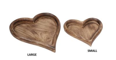 Natural Wood Heart Bowl Lg