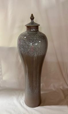 Ceramic Blue/Gray Elevarre Vase 23&quot;T