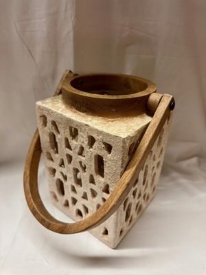 Natural Lantern w/Wood Handle 10&quot;
